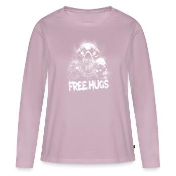 Free Hug’s Skull - Police sanglante Halloween - T-shirt manches longues Premium bio Femme - rose poudré - Devant - Julia (174cm)