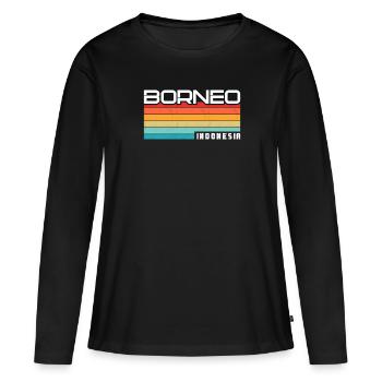 Vintage Holiday Trip Bornéo Indonésie Asie - T-shirt manches longues Premium bio Femme - noir - Devant - Julia (174cm)