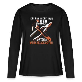 Ich Bin Nicht Nur Der Hammer Der Ganze - Frauen Premium Bio Langarmshirt - Schwarz - Vorne - Julia (174cm)