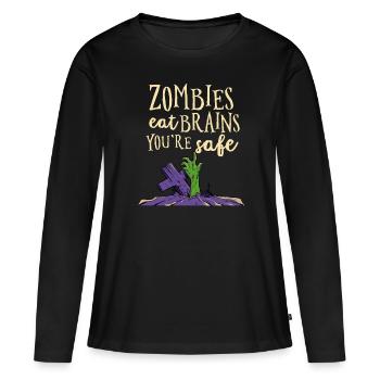 Halloween Zombie Untoter Leiche Kreatur Tot Kostüm - Frauen Premium Bio Langarmshirt - Schwarz - Vorne - Julia (174cm)