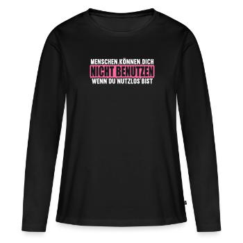 Les gens ne peuvent pas utiliser s’ils sont inutiles. - T-shirt manches longues Premium bio Femme - noir - Devant - Julia (174cm)