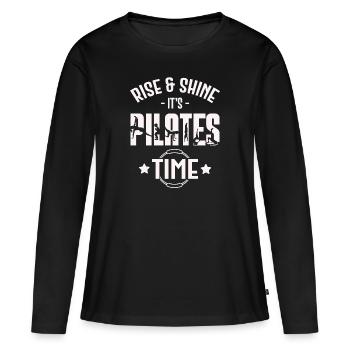 RISE AND SHINE IT'S PILATES TIME 2 - Women's Premium Organic Long Sleeve Shirt - black - Front - Julia (174cm)