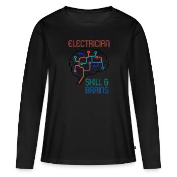 Electricien Electro Engineer Circuits de tension - T-shirt manches longues Premium bio Femme - noir - Devant - Julia (174cm)
