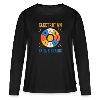 Electrician Electro Craftsman Engineer Voltage - Women's Premium Organic Long Sleeve Shirt - black - Front - Julia (174cm)