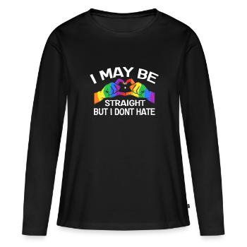 J’aime être hétéro, mais je déteste les gays LGBTQ - T-shirt manches longues Premium bio Femme - noir - Devant - Julia (174cm)