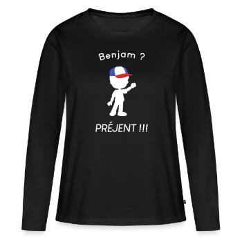 Benjam - Blague - T-shirt manches longues Premium bio Femme - noir - Devant - Julia (174cm)