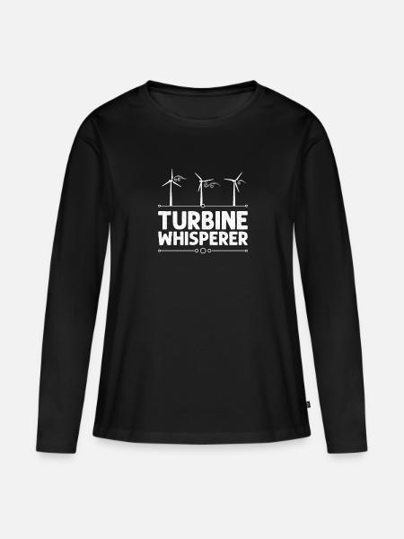 Turbine Whisperer, Windrad Techniker - Frauen Premium Bio Langarmshirt - Schwarz