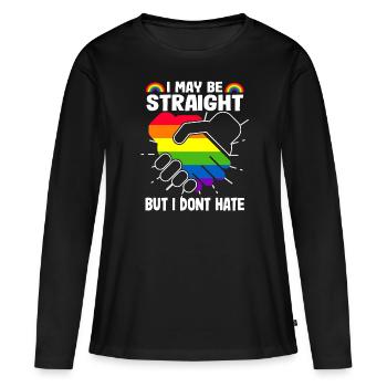 J’aime être hétéro, mais je déteste les gays LGBTQ - T-shirt manches longues Premium bio Femme - noir - Devant - Julia (174cm)
