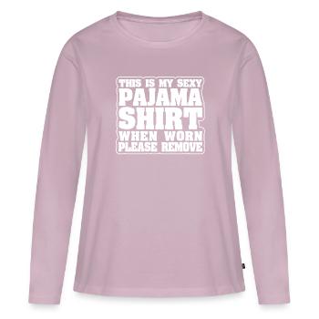 Drôle sexy Pyjama Pyjama Tenue pour ami - T-shirt manches longues Premium bio Femme - rose poudré - Devant - Julia (174cm)