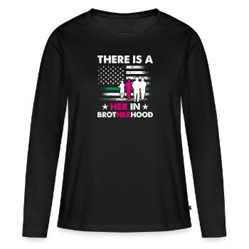 Il y a une elle dans la fraternité - Soldat - T-shirt manches longues Premium bio Femme - noir - Devant - Julia (174cm)