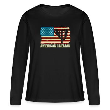 Matelot de ligne du drapeau américain - T-shirt manches longues Premium bio Femme - noir - Devant - Julia (174cm)