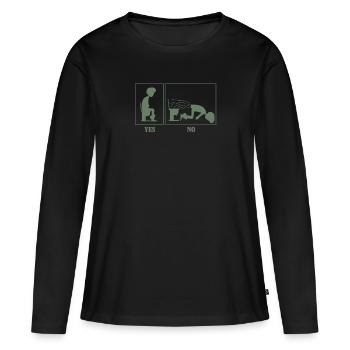 Toilette WC Anleitung fürs Kacken - Frauen Premium Bio Langarmshirt - Schwarz - Vorne - Julia (174cm)