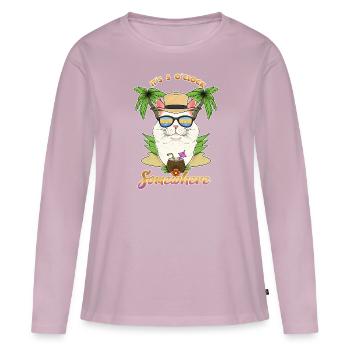 Il est 5 heures d’Octobre quelque part en buvant de l’angora turc - T-shirt manches longues Premium bio Femme - rose poudré - Devant - Julia (174cm)