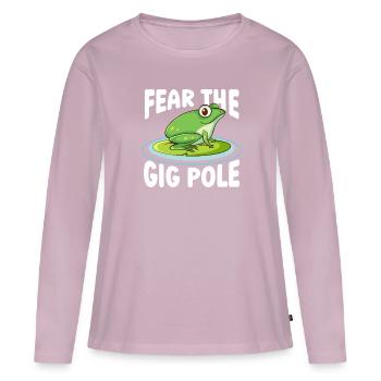 Peur Les grenouilles de la perche attrapent les chasseurs de grenouilles - T-shirt manches longues Premium bio Femme - rose poudré - Devant - Julia (174cm)