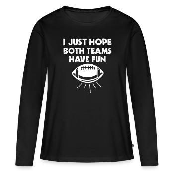 J’espère juste que les deux équipes drôle drôle drôle - T-shirt manches longues Premium bio Femme - noir - Devant - Julia (174cm)