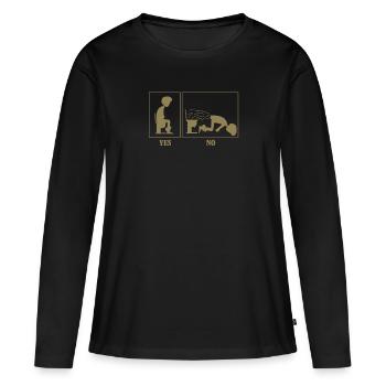 Toilette WC Anleitung fürs Kacken - Frauen Premium Bio Langarmshirt - Schwarz - Vorne - Julia (174cm)