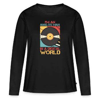 Ich Bin Ein Analoger Mann In Einer Digitalen Welt - Frauen Premium Bio Langarmshirt - Schwarz - Vorne - Julia (174cm)