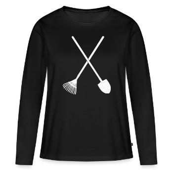 Schaufel und Rechen - Frauen Premium Bio Langarmshirt - Schwarz - Vorne - Julia (174cm)