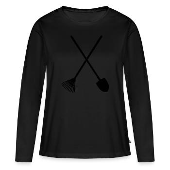 Schaufel und Rechen - Frauen Premium Bio Langarmshirt - Schwarz - Vorne - Julia (174cm)
