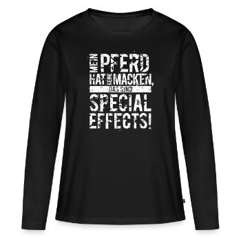 Mein Pferd hat keine Macken - Frauen Premium Bio Langarmshirt - Schwarz - Vorne - Julia (174cm)