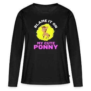 Guilt Is My Cute Pony Texas Rodeo - T-shirt manches longues Premium bio Femme - noir - Devant - Julia (174cm)