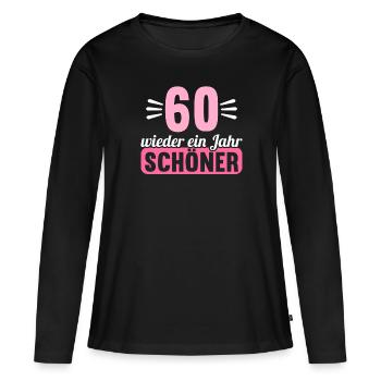 60 Jahre wieder ein Jahr schöner 60 Geburtstag - Frauen Premium Bio Langarmshirt - Schwarz - Vorne - Julia (174cm)