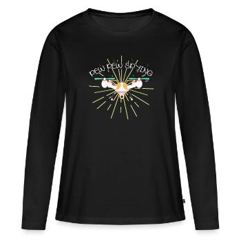 Pew Pew Mode espion sur enregistreur caché - T-shirt manches longues Premium bio Femme - noir - Devant - Julia (174cm)