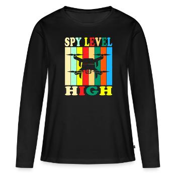 Niveau d’espionnage Haut Mode Espion Sur Caché - T-shirt manches longues Premium bio Femme - noir - Devant - Julia (174cm)