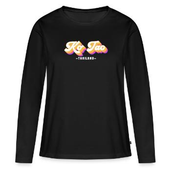 Voyage de vacances vintage Thaïlande Ko Koh Tao - T-shirt manches longues Premium bio Femme - noir - Devant - Julia (174cm)
