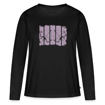 Archery Composite Bow Retro Stripes - Women's Premium Organic Long Sleeve Shirt - black - Front - Julia (174cm)