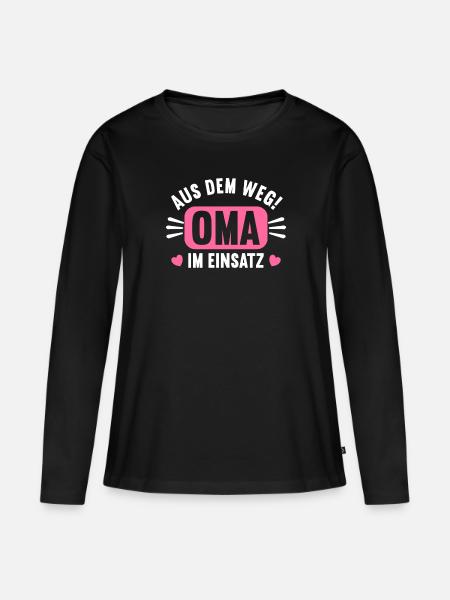 Aus dem Weg Oma im Einsatz Omi Grandma - Frauen Premium Bio Langarmshirt - Schwarz