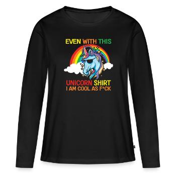 Funny Sarcastic Unicorn Confidence - Women's Premium Organic Long Sleeve Shirt - black - Front - Julia (174cm)