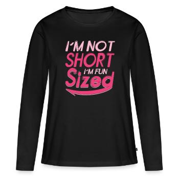 Je ne suis pas petite, je m’amuse en taille - T-shirt manches longues Premium bio Femme - noir - Devant - Julia (174cm)