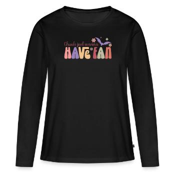 Ghouls wollen nur Spaß haben - Frauen Premium Bio Langarmshirt - Schwarz - Vorne - Julia (174cm)