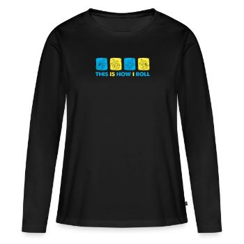 Voici comment je roule - Dreidel Menorah Hanukkah - T-shirt manches longues Premium bio Femme - noir - Devant - Julia (174cm)