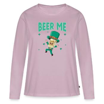 Fête irlandaise de la Saint-Patrick - T-shirt manches longues Premium bio Femme - rose poudré - Devant - Julia (174cm)