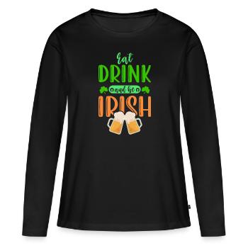 Fête irlandaise de la Saint-Patrick - T-shirt manches longues Premium bio Femme - noir - Devant - Julia (174cm)