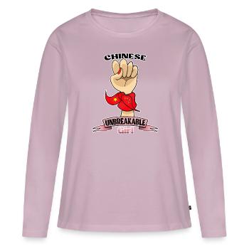 Fille chinoise incassable I Héritage chinois I - T-shirt manches longues Premium bio Femme - rose poudré - Devant - Julia (174cm)