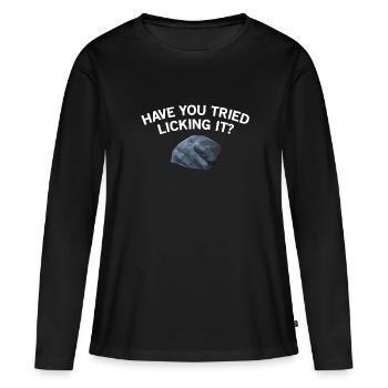 Avez-vous essayé de le lécher, géologie - T-shirt manches longues Premium bio Femme - noir - Devant - Julia (174cm)