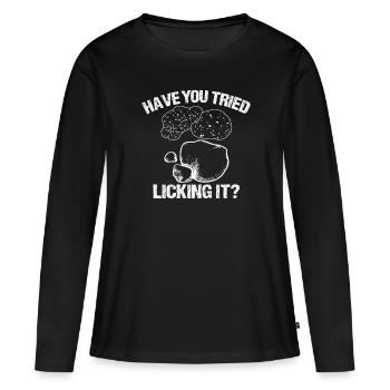 Avez-vous essayé de le lécher, géologie - T-shirt manches longues Premium bio Femme - noir - Devant - Julia (174cm)