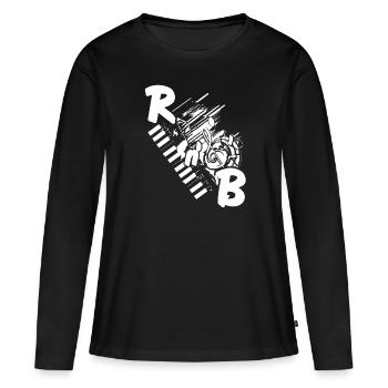 Rn'B Cool Retro Music Lover Designs T-Shirt - Frauen Premium Bio Langarmshirt - Schwarz - Vorne - Julia (174cm)