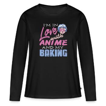 I'm In Love With Anime & My Baking Cool Retro - Frauen Premium Bio Langarmshirt - Schwarz - Vorne - Julia (174cm)