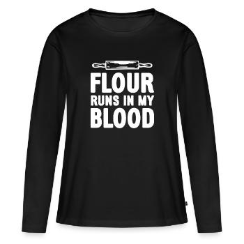 La farine coule dans mon sang Drôle de t-shirt Baker - T-shirt manches longues Premium bio Femme - noir - Devant - Julia (174cm)