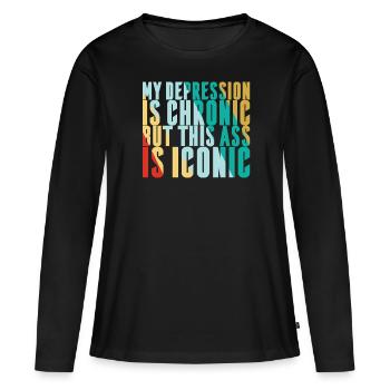 Ma dépression est chronique - T-shirt manches longues Premium bio Femme - noir - Devant - Julia (174cm)