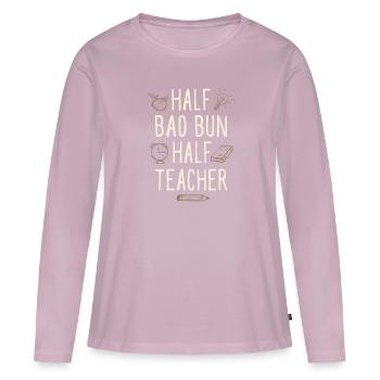 Half Bao Bun Half Teacher Funny Professor Humor - Women's Premium Organic Long Sleeve Shirt - dusky pink - Front - Julia (174cm)
