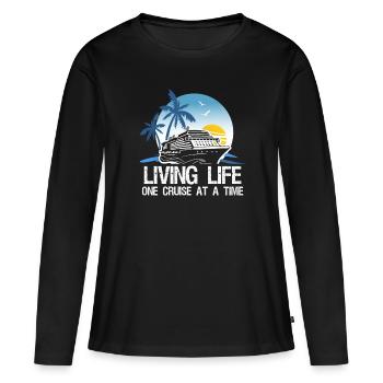 Live Live One Cruise vers un vaisseau temporel - T-shirt manches longues Premium bio Femme - noir - Devant - Julia (174cm)