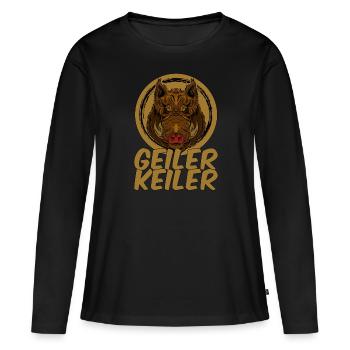 Geiler Keiler | Lustiges Wildschwein Jagd - Frauen Premium Bio Langarmshirt - Schwarz - Vorne - Julia (174cm)