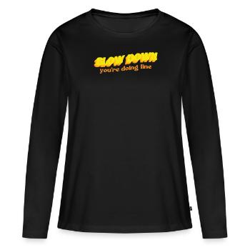 Ralentissez, vous faites une bonne offre - T-shirt manches longues Premium bio Femme - noir - Devant - Julia (174cm)