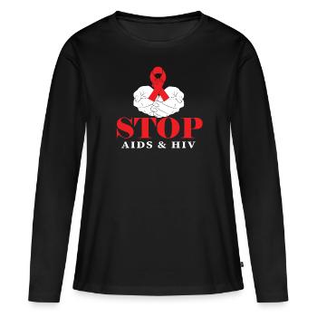 Soutien de la bureaucratie Stop AIDS S VIH - T-shirt manches longues Premium bio Femme - noir - Devant - Julia (174cm)