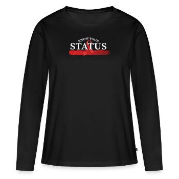 Connaissez votre statut Bureaucratie Soutien Sang - T-shirt manches longues Premium bio Femme - noir - Devant - Julia (174cm)